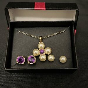 SHB Gold and Purple Pearl Jewelry Set